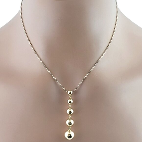 Tiffany & Co 18K Yellow Gold Graduated Bead Drop Pendant Necklace #14791 - Picture 6 of 6